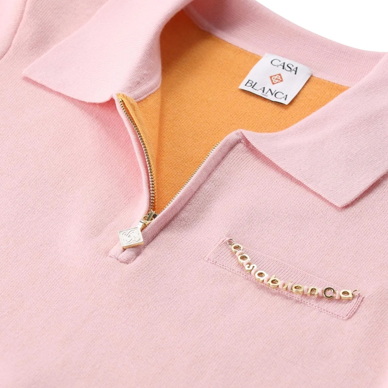 Casablanca Polohemd Poloshirt aus Wolle pink(Image 4)
