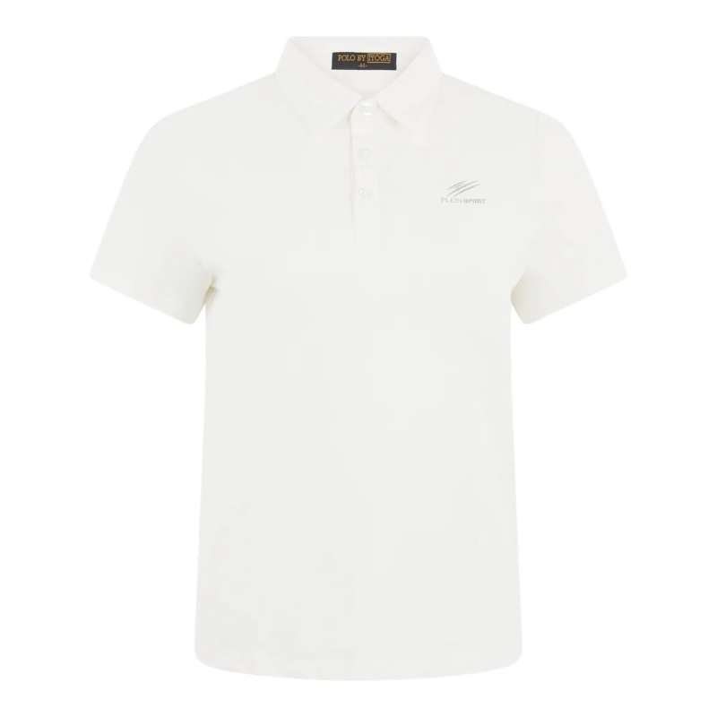 Plein Sport Top Pique Polo T-Shirt Reflective Scratch weiss