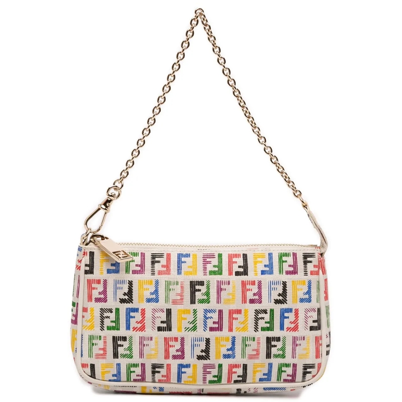 Fendi Schultertasche Multicolor Zucchino Spalmati Chain Pochette braun