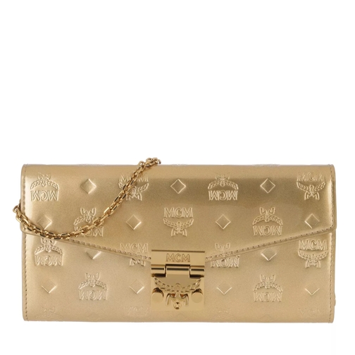 MCM Patricia Patent Flap Wallet Large Gold Wallet On A Chain