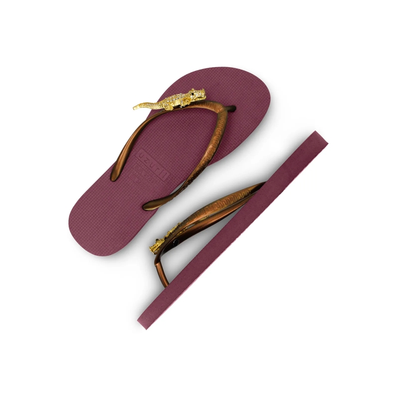 UZURII Flip Flops Zehentrenner Gold Crocodile Switch ruby(Image 4)