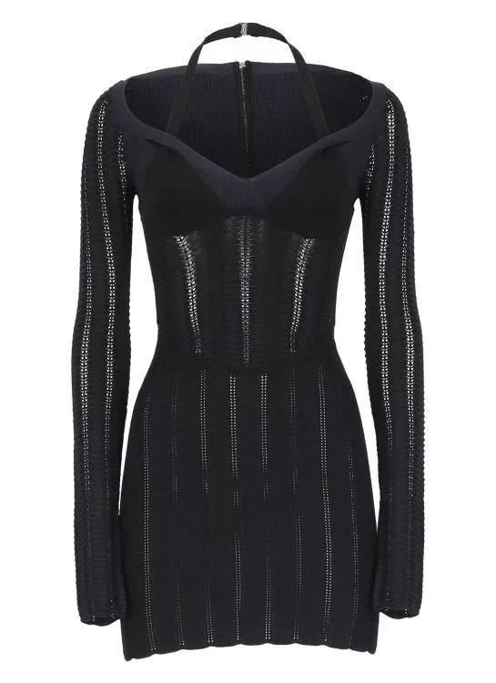 Dion Lee - Snakeskin Column Corset Dress - Größe XS - black