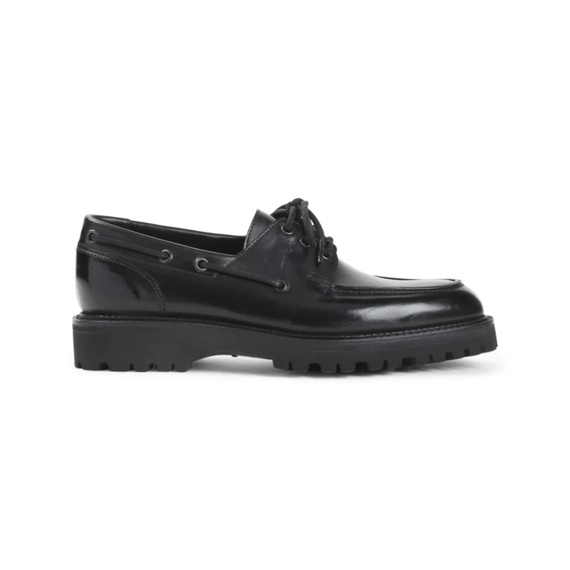 John Lobb Schnürschuhe Polished Calf Leather Lace-Up Shoes Black