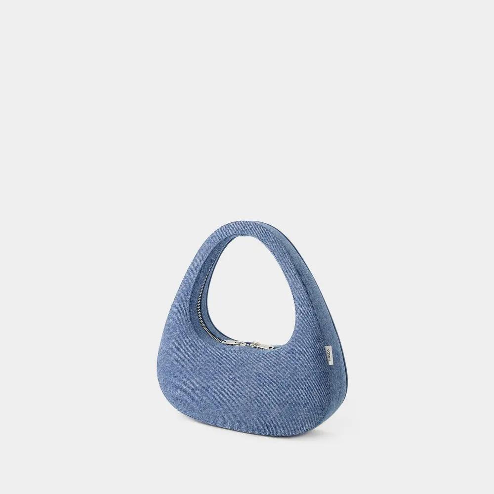Coperni Crossbody bags Swipe Baguette Bag Canvas Washed Blue in blauw