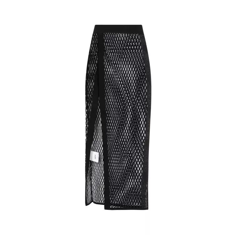 Off-White - Black Cotton Logoband Mesh Skirt - Größe 40 - black