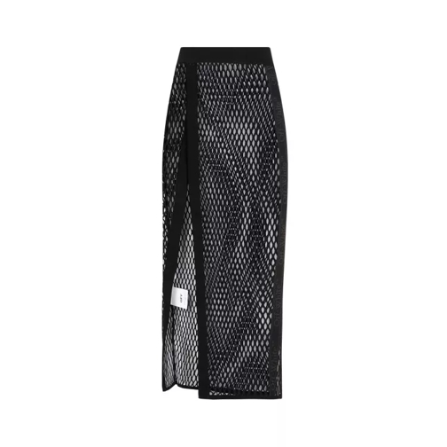 Off-White Black Cotton Logoband Mesh Skirt Black 