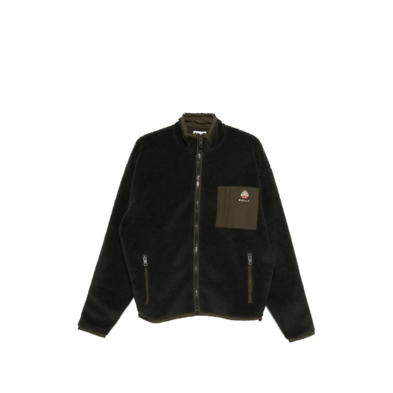 Bally Trui Fleece Texture Sweater With Crest Motif Black