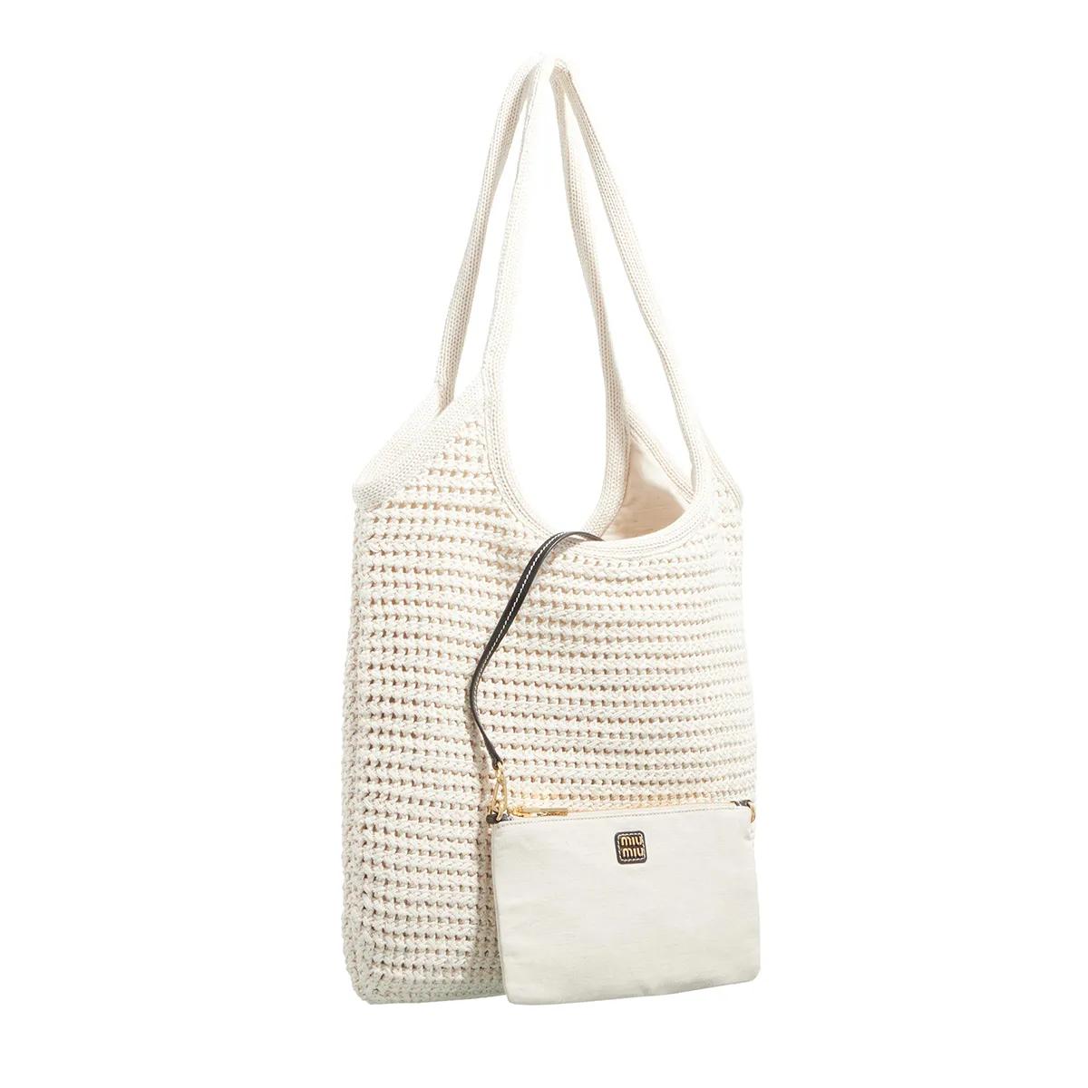 Miu Hobo bags Crochet Handbag Logo Embroidery in beige