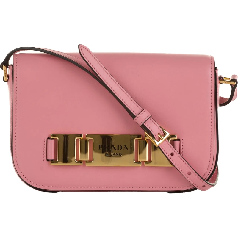 Prada Schultertasche Glace Calf Studded Etiquette Crossbody rose