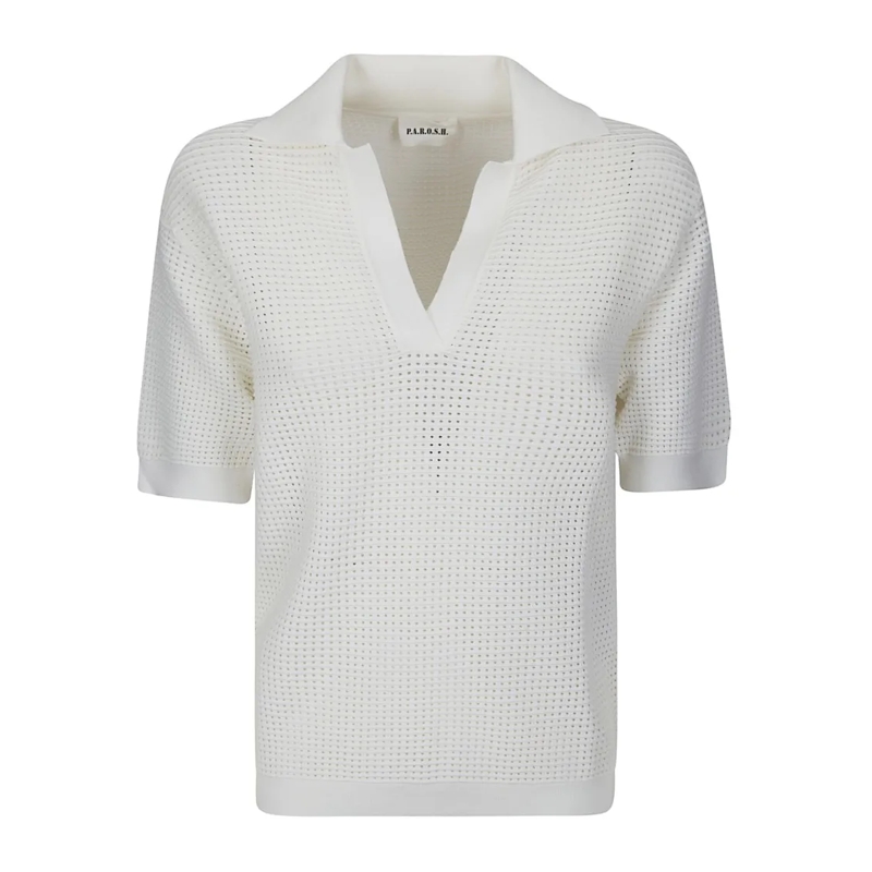 P.A.R.O.S.H. Chemisier Timeless Polo Shirt With Soft Texture White