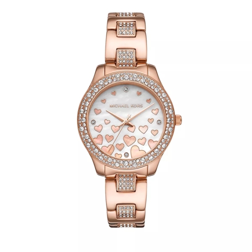 Michael Kors Liliane Three-Hand Stainless Steel Watch Rose Gold-Tone Quartz Horloge