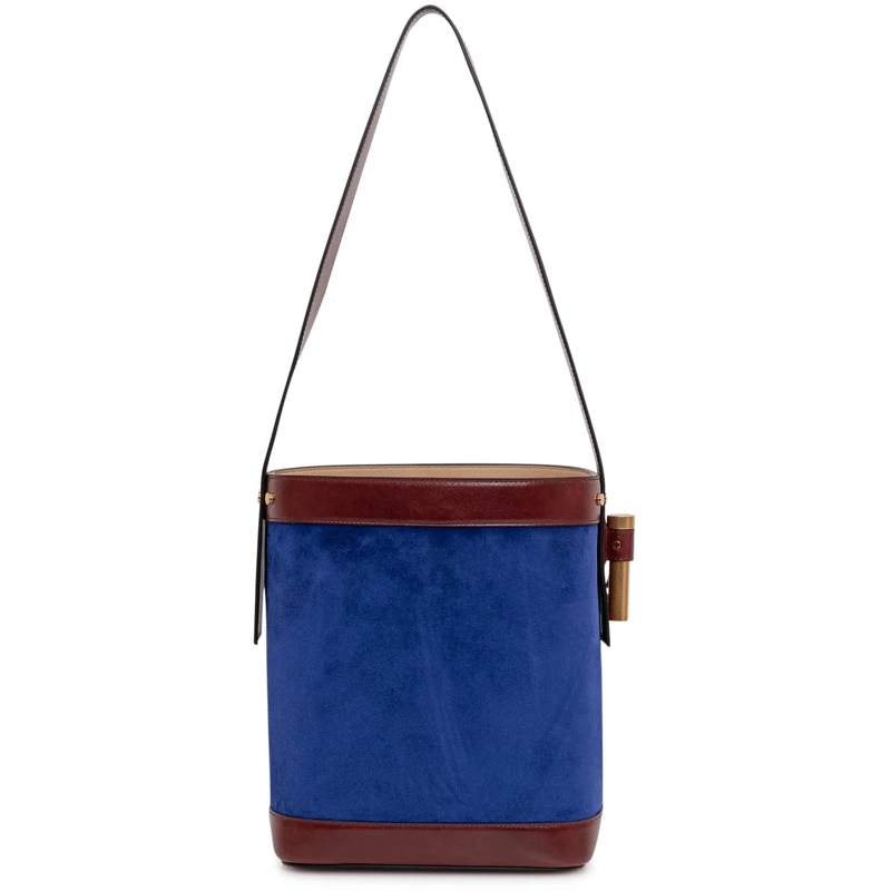 Versace Tote Borsa Secchiello Piccola in Pelle e Suede blau(Image 3)