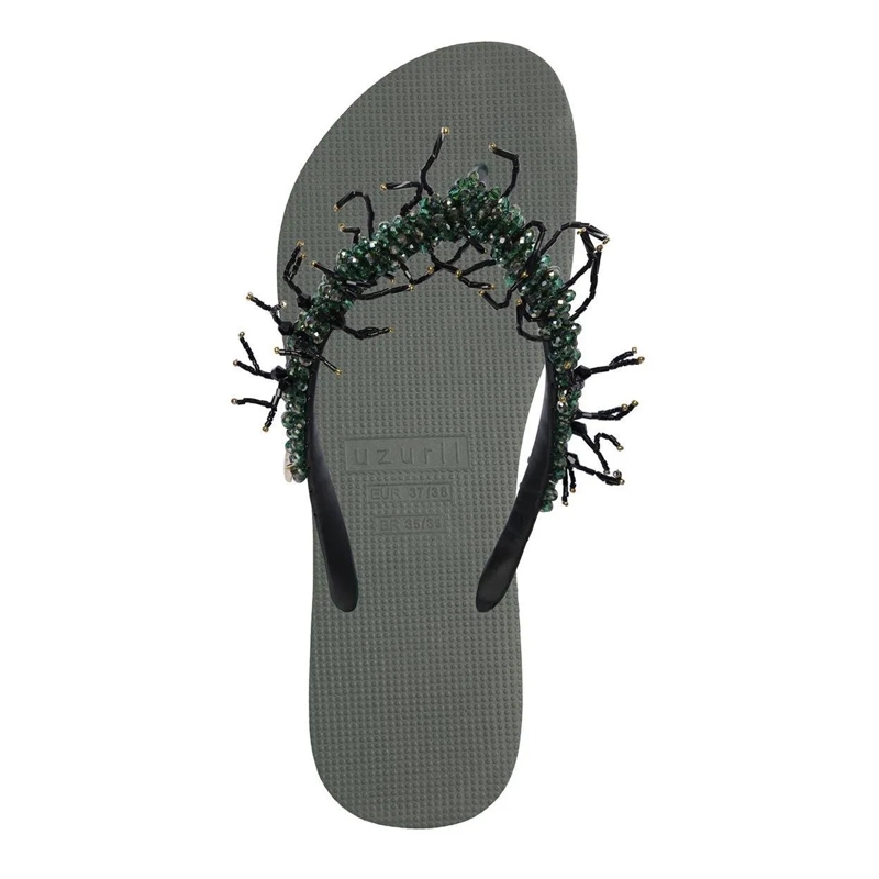UZURII Flip Flops Zehentrenner Silver Macrame Switch dunkel-grün(Image 3)