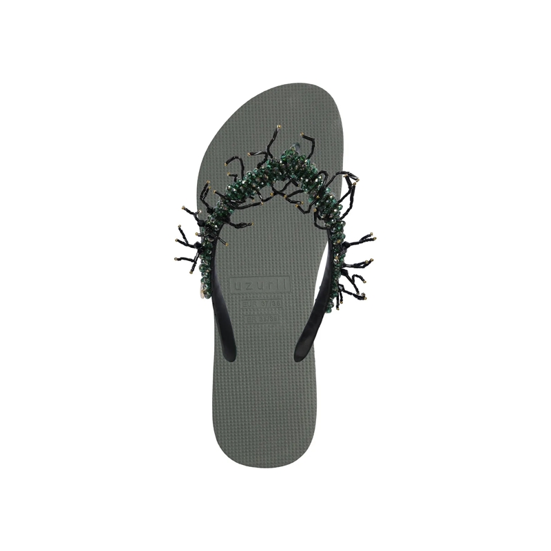 UZURII Flip Flops Zehentrenner Silver Macrame Switch dunkel-grün(Image 3)