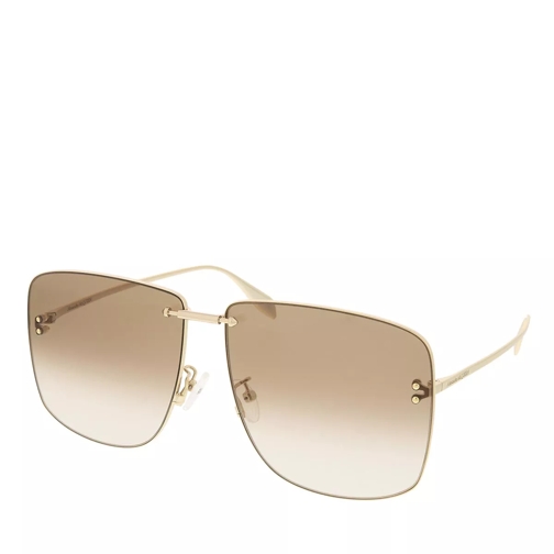 Alexander McQueen AM0343S-002 64 Sunglass Unisex Metaltal Gold-Gold-Brown Sunglasses