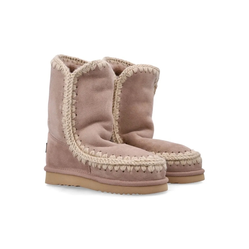 Mou Laarzen Eskimo 24 Sheepskin Boots With Crochet Stitching Pink
