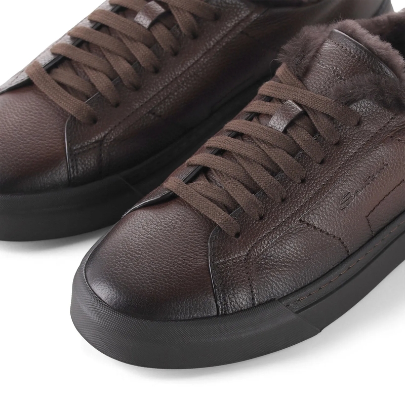 Santoni Lage-top sneaker Sneaker aus Leder braun(Image 4)