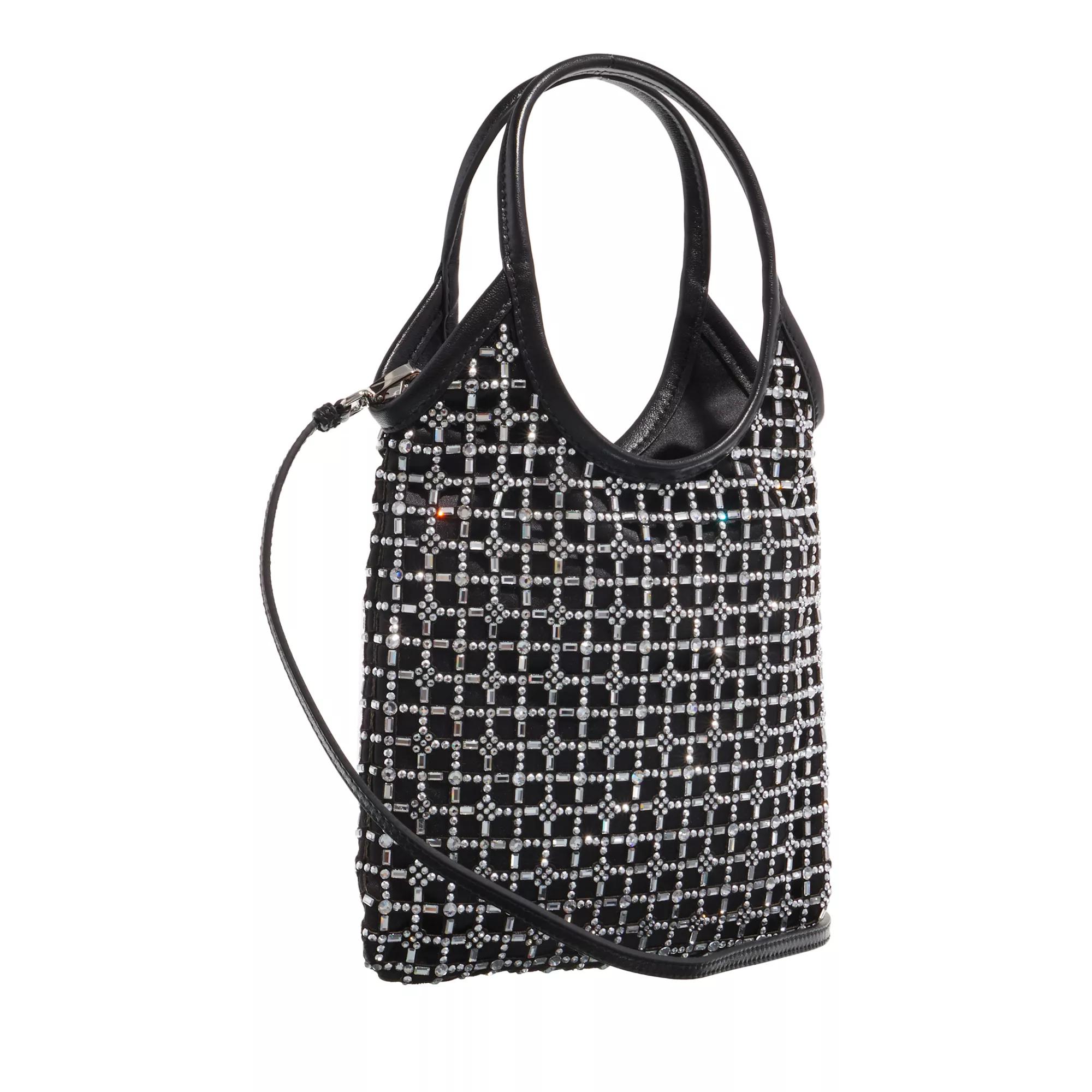 Miu Totes Crystal Embellished Satin Tote Bag in zwart