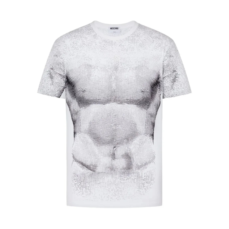 Moschino T-Shirt Monochrome Print T-Shirt With Sculpted Torso Grey
