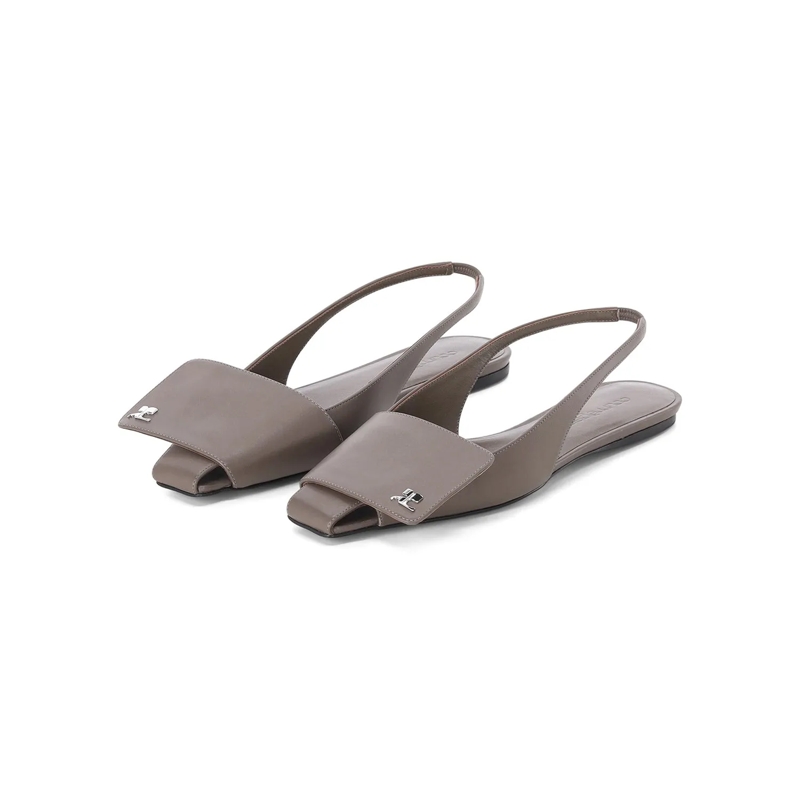 Courrèges Chaussures à lacets Sling Backs aus Leder braun