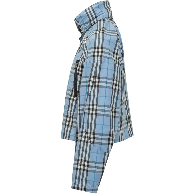 Burberry Übergangsjacke Giacca con Collo Alto e Motivo a Quadri hellblau(Image 3)