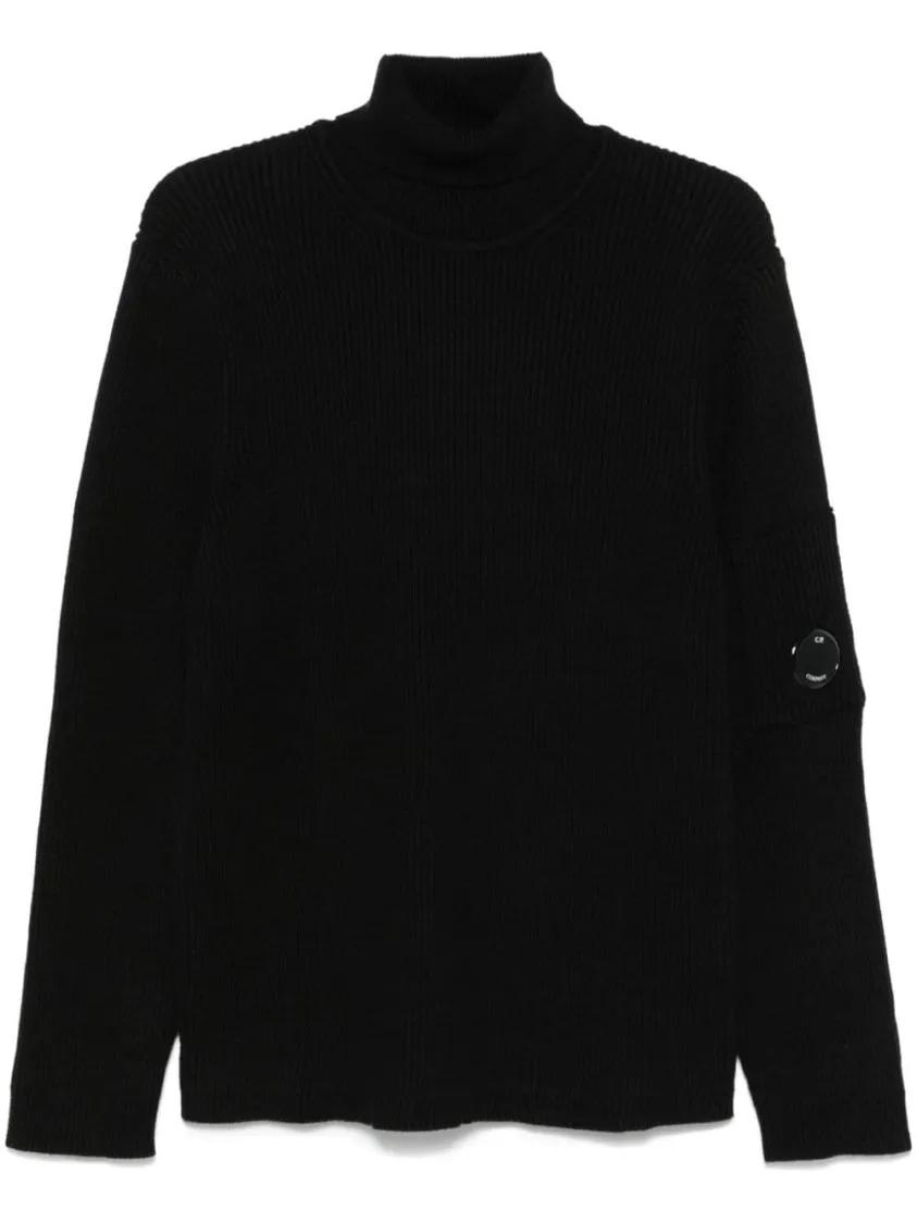 CP Company - Black Roll Neck Sweater - Größe L - schwarz