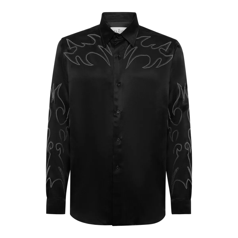 Philipp Plein Hemd Shirt Embellished schwarz