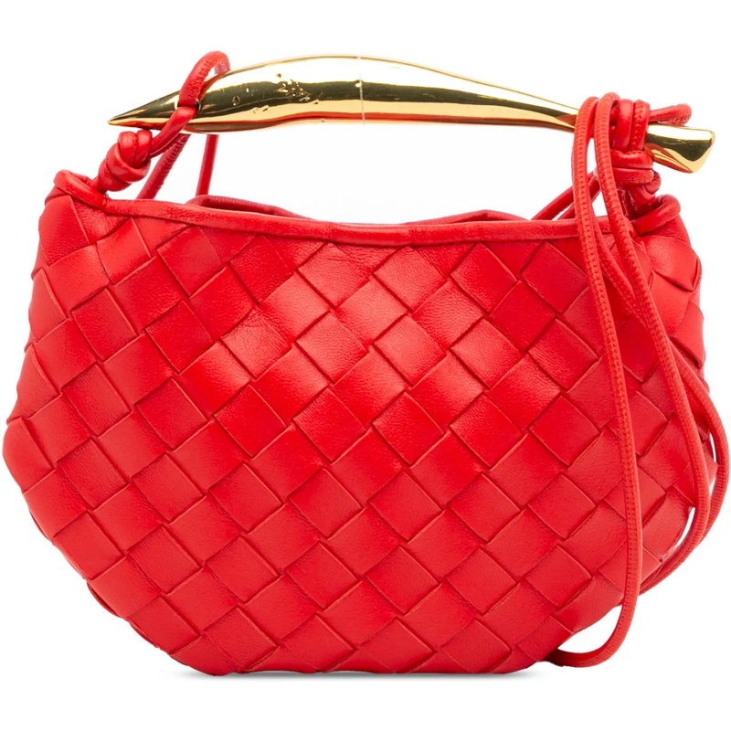 Bottega Veneta Schultertasche Baby Lambskin Intrecciato Sardine rot