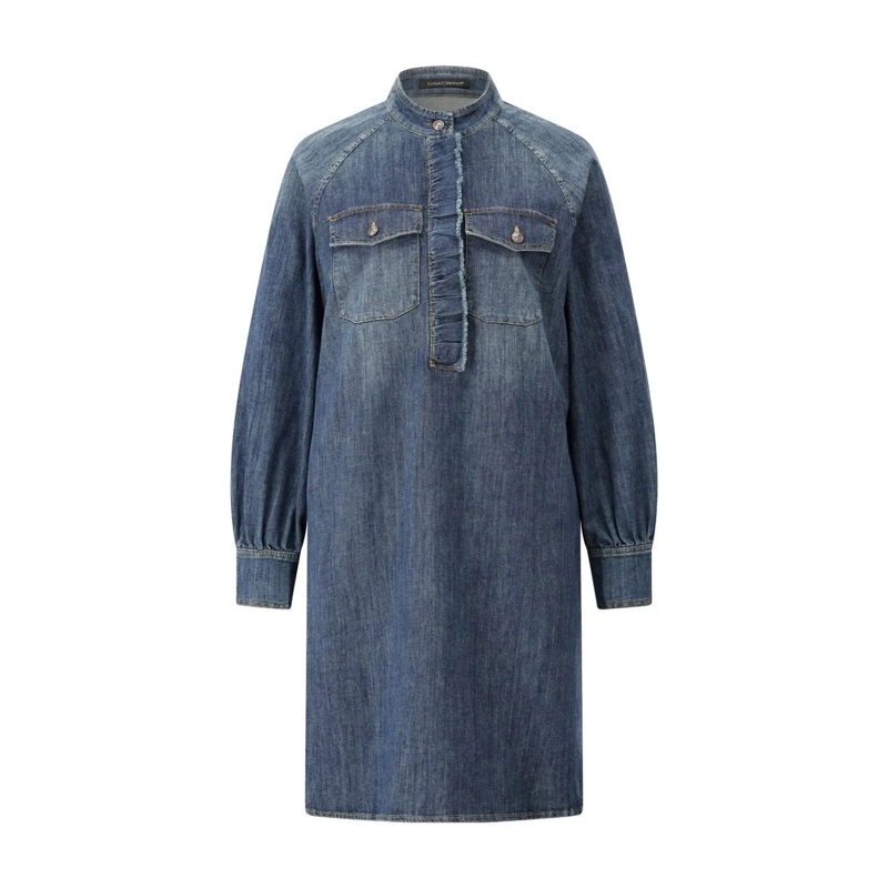 Luisa Cerano  Denim-Kleid mit Rüschendetail Blau