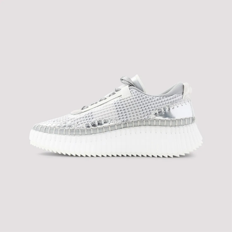 Chloé Sneaker basse Metallic Mesh Sneakers With Reflective Finish White