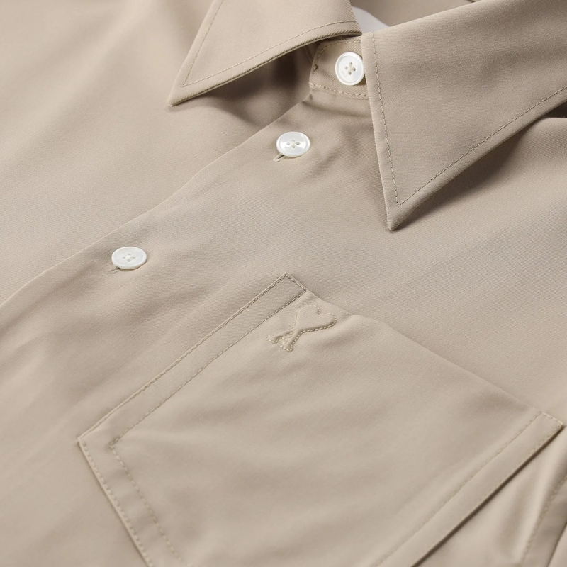 AMI Paris Minikleid Blusenkleid in Midilänge beige(Image 4)