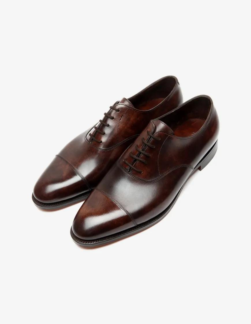 Thumbnail - Hand-Sewn Calf Leather Oxford Shoes - Gr. 11 - in Braun
