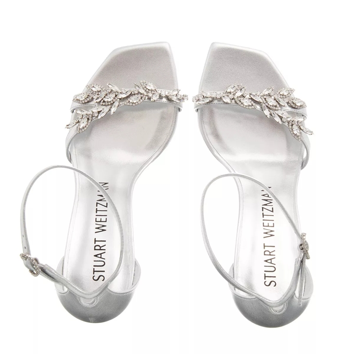 Stuart Weitzman Nudist Vow 100 Sandal Silver Strappy Sandal