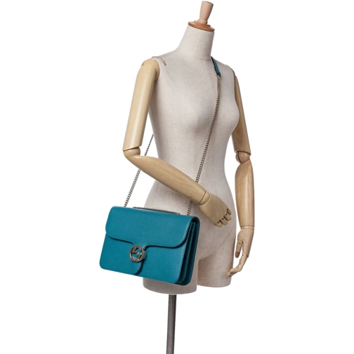 Gucci Sac à bandoulière 2016-2024 Medium Dollar Calfskin Interlocking G Cr blau (Image 9)
