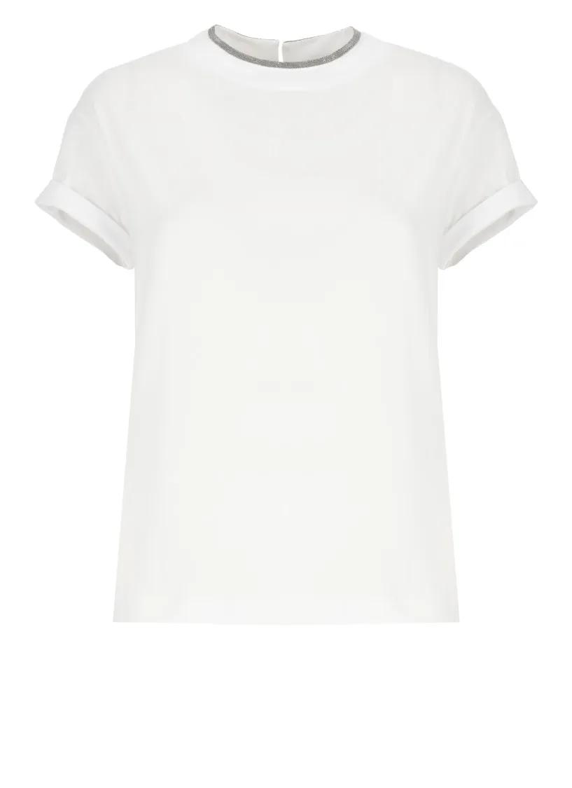 Thumbnail - Brunello Cucinelli - White Cotton T-Shirt - Größe M - weiß
