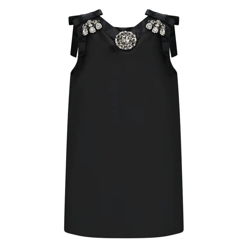 Dolce&Gabbana Minikleid Black Sleeveless Mini Dress With Crystal Embellish Black