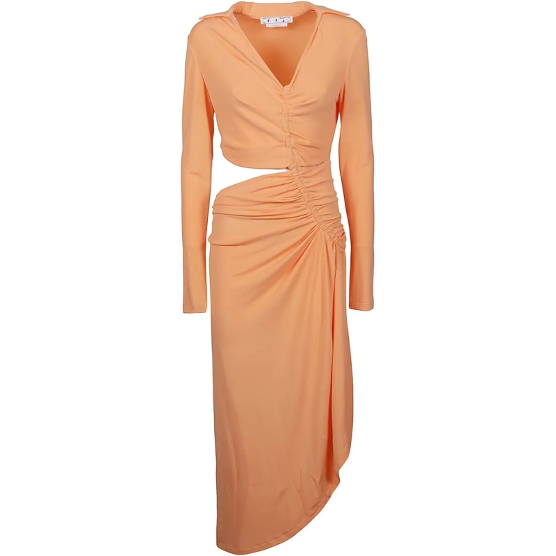 Off-White Midikleid Vi-crepe Draped Midi Dress Yellow & Orange gelb