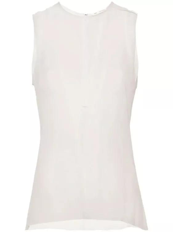 Thumbnail - AMI Paris - Semi-Sheer Silk Top - Größe 38 - white