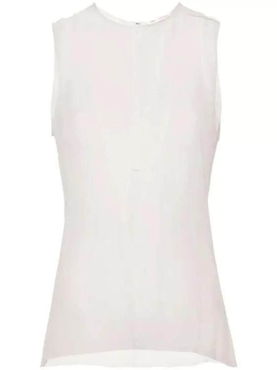 AMI Paris - Semi-Sheer Silk Top - Größe 38 - white