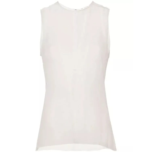 AMI Paris Semi-Sheer Silk Top White 