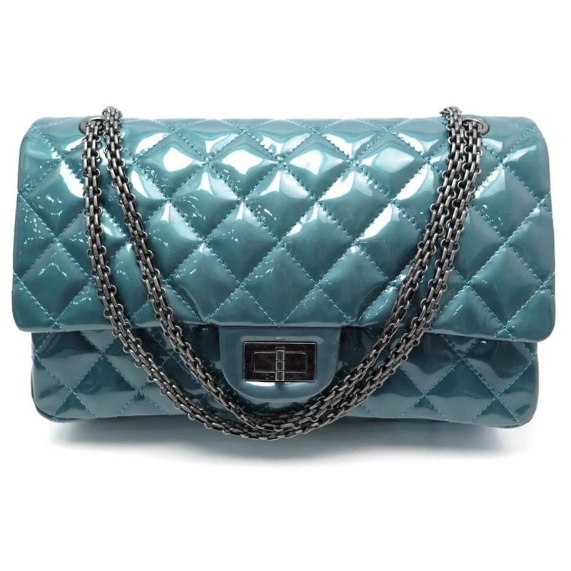 Chanel Schultertasche CHANEL MAXI HANDTASCHE 2.55 PREUSSENBLAU GESTEPPTE blau