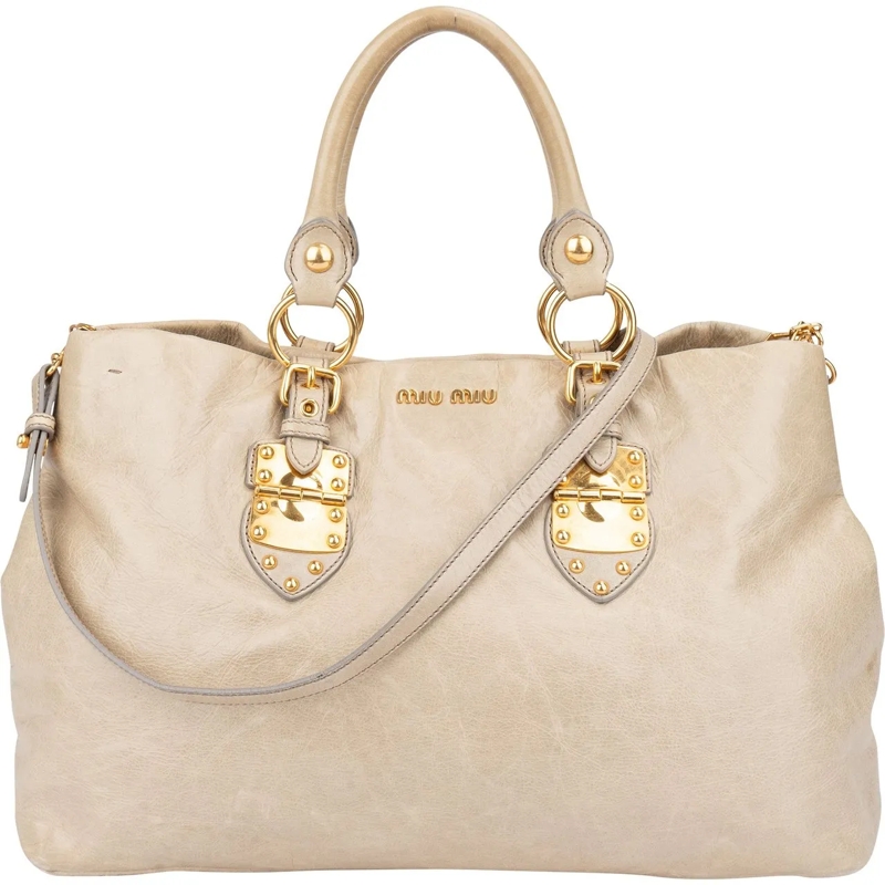 Miu Miu Schultertasche Miu Miu Classic Leather City Handbag grün