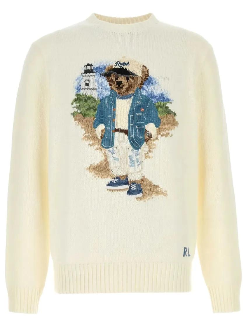 Thumbnail - Polo Ralph Lauren - Light Yellow Intarsia Knit Pullover - Größe L - beige
