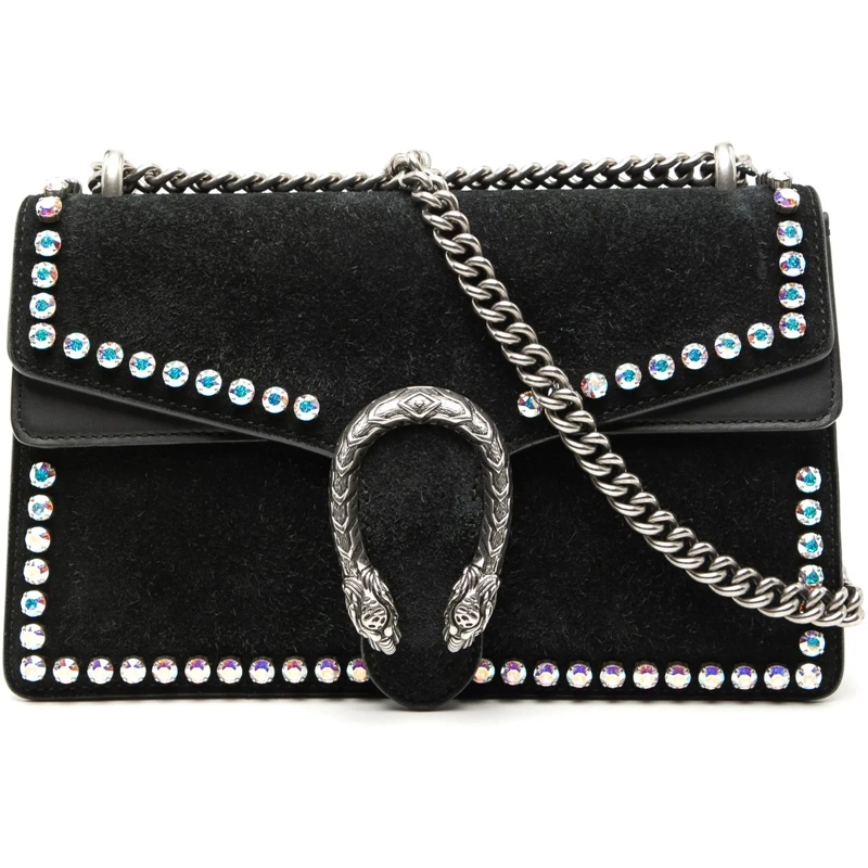 Gucci Schultertasche Small Suede Crystal Embellished Dionysus Shoulder  schwarz