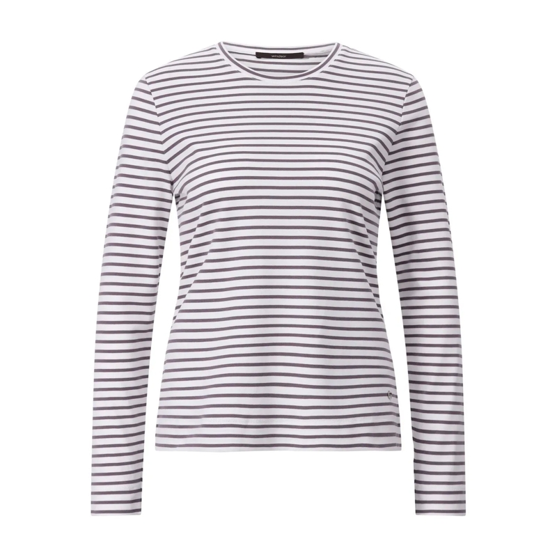 windsor. T-shirt Gestreiftes Langarmshirt Weiß