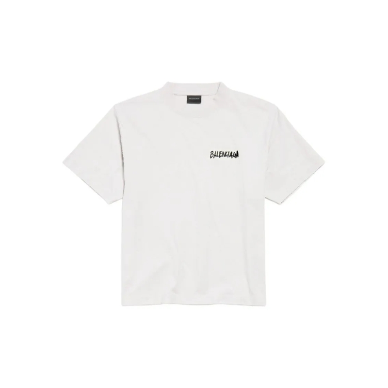 Balenciaga T-shirt Relaxed-Fit Cotton T-Shirt With Logo White
