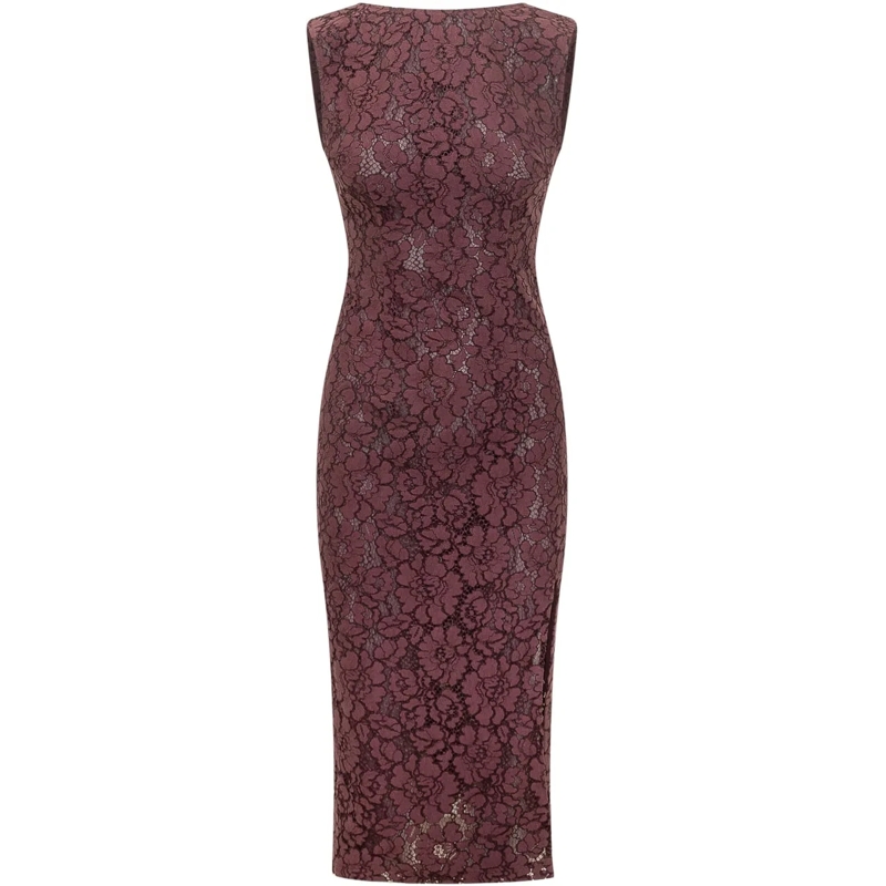 Pinko Robe longue Abito lungo in pizzo Drupa braun