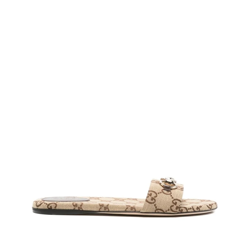 Gucci Sandalen Beige Canvas Slide Sandal Neutrals