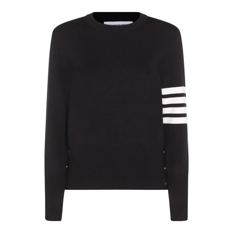 Thom Browne Trui Dark Blue Wool Knitwear Blue