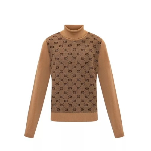 Gucci Jacquard Turtleneck Sweater Brown 